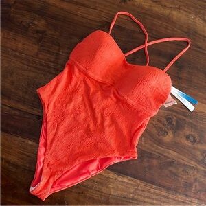 Lucky Brand Bright Orange Women's One Piece Swimsuit